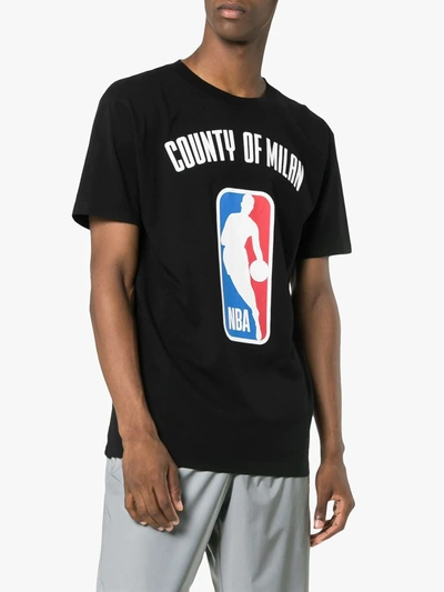 Shop Marcelo Burlon County Of Milan X Nba Print Ribbed Neck T-shirt In Black