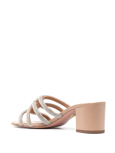 Shop Aquazzura Moondust 50mm Mules In Neutrals