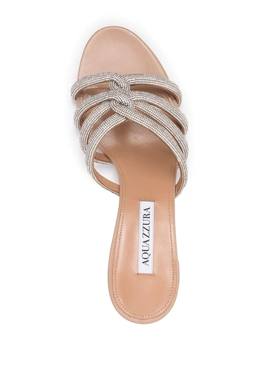 Shop Aquazzura Moondust 50mm Mules In Neutrals