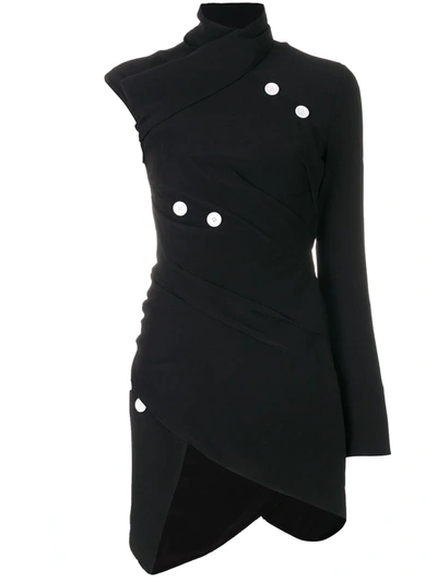 Shop Proenza Schouler Asymmetric Button-embellished Top In Black