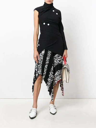 Shop Proenza Schouler Asymmetric Button-embellished Top In Black