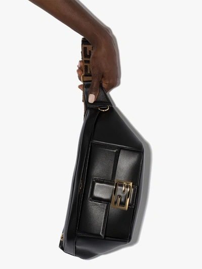Shop Fendi Baguette Logo-print Leather Belt Bag In Orange