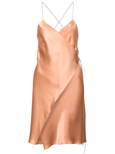 Shop Michelle Mason Wrap Mini Dress In Brown