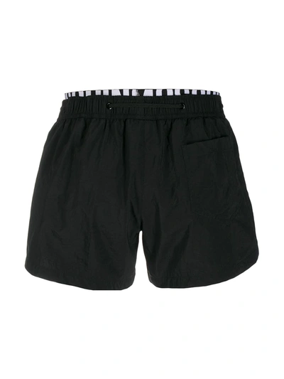 Shop Moschino Logo Drawstring Swim Shorts In Black