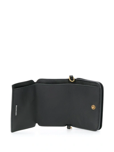 Shop Balenciaga Cash Logo-print Wallet-on-chain In Black