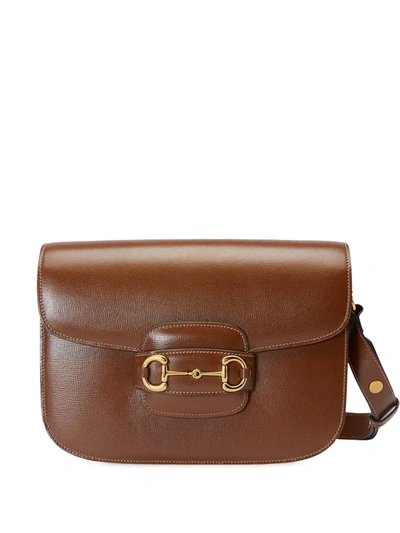 Shop Gucci 1955 Horsebit Shoulder Bag In Brown