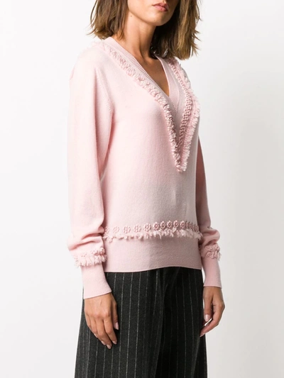 Shop Barrie Timeless V-neck Cashmere Jumper In Pink