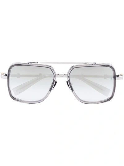 Shop Balmain Eyewear Officer Sunglasses In Grau