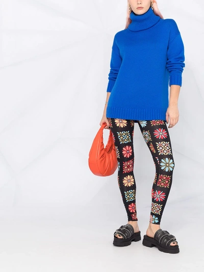 La Doublej Floral Stretch Leggings In Black