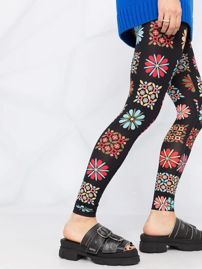 La Doublej Floral Stretch Leggings In Black