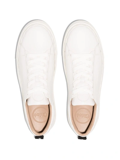 Chloé Chloe White Leather Lauren Low-top Sneakers In White
