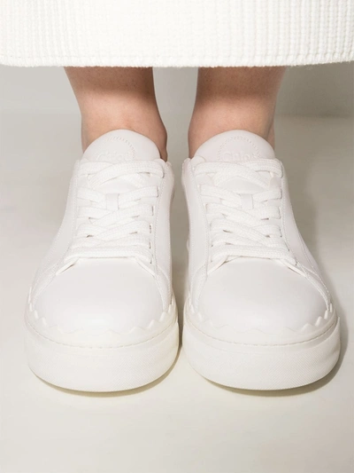 Chloé Chloe White Leather Lauren Low-top Sneakers In White