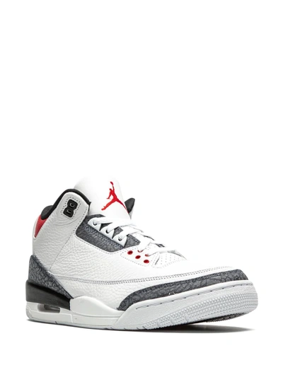 Jordan Air  3 Retro Se Denim "fire Red Denim" Sneakers In White