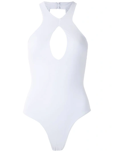 Shop Amir Slama Central Keyhole Body Top In White