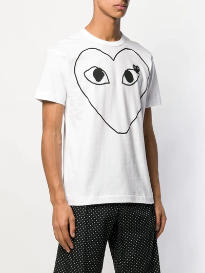 Shop Comme Des Garçons Play Large Heart Logo T-shirt In White