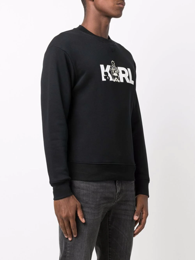 Shop Karl Lagerfeld Ikonik Animal Organic Cotton Sweatshirt In Schwarz