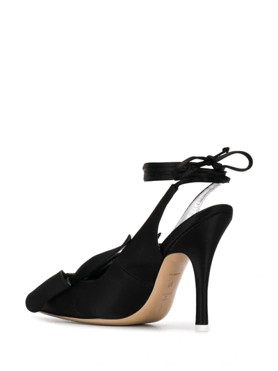 Attico Venus Bow Satin Slingback Pumps In Black