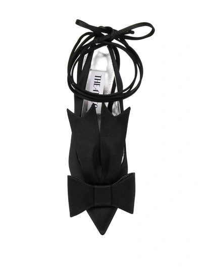 Attico Venus Bow Satin Slingback Pumps In Black
