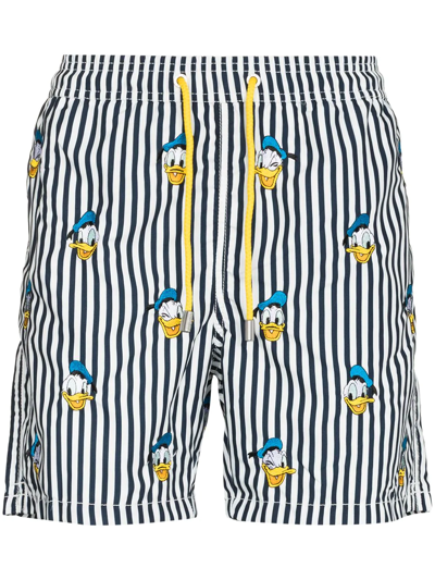 Shop Mc2 Saint Barth Donald Duck Embroidered Swim Shorts In 蓝色