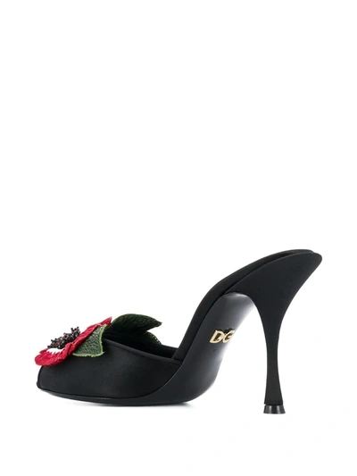 Shop Dolce & Gabbana Embroidered Flower Detail Sandals In Black