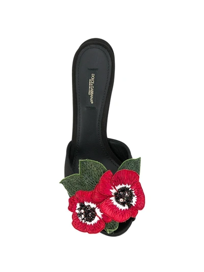 Shop Dolce & Gabbana Embroidered Flower Detail Sandals In Black