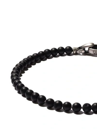 Shop David Yurman Sterling Silver Memento Mori Skull Station Onyx Bracelet In Ssbbo