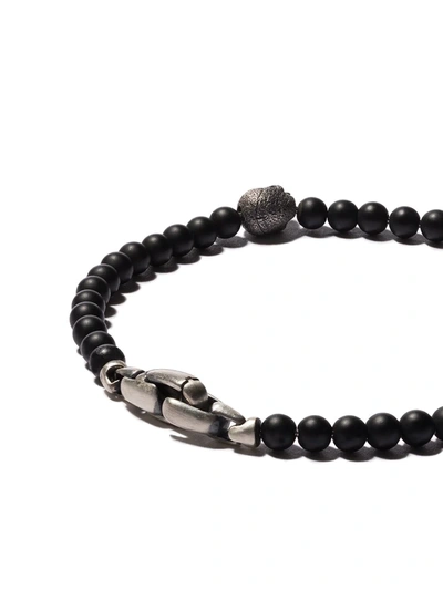 Shop David Yurman Sterling Silver Memento Mori Skull Station Onyx Bracelet In Ssbbo