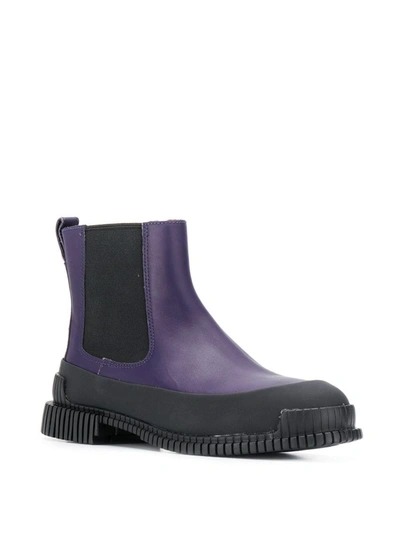 Shop Camper Leather Detail Boots In Purple