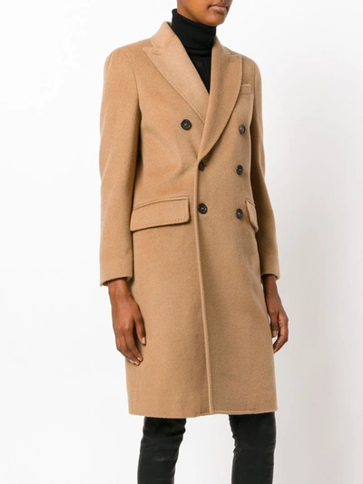 Shop Dsquared2 Classic Buttoned Coat In Brown