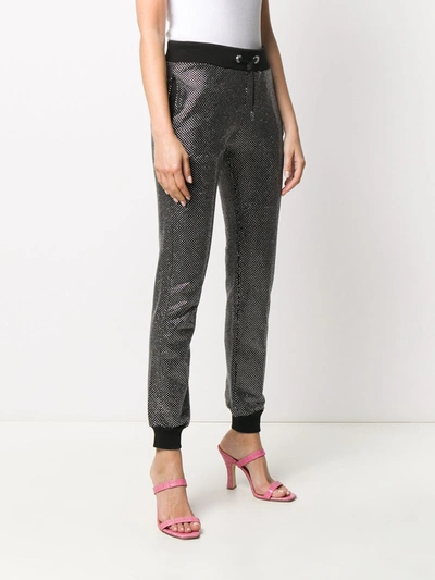 Philipp Plein Glitter-effect Slim-fit Trousers In Black