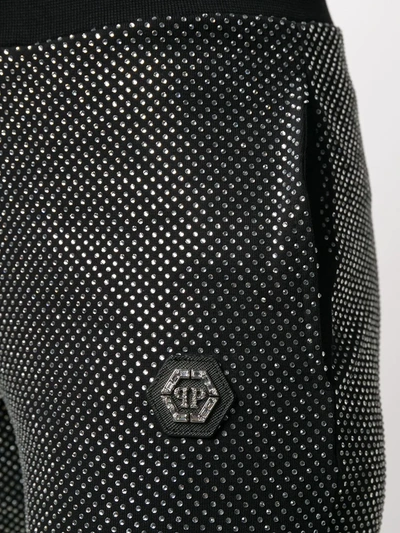 Shop Philipp Plein Glitter-effect Slim-fit Trousers In Black
