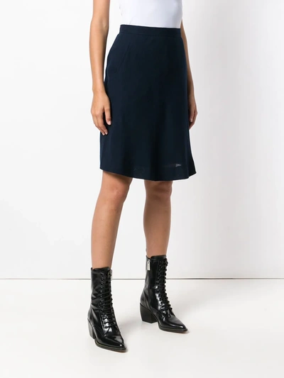 Pre-owned Saint Laurent Asymmetric Straight Skirt In Blue