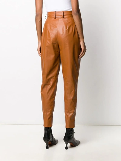 Shop Dolce & Gabbana High-waist Leather Trousers In Brown