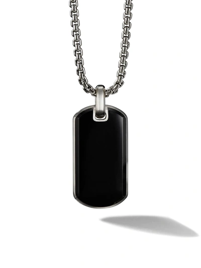 David Yurman Men's Sterling Silver &black Onyx Pendanttag Enhancer In Ssbbo