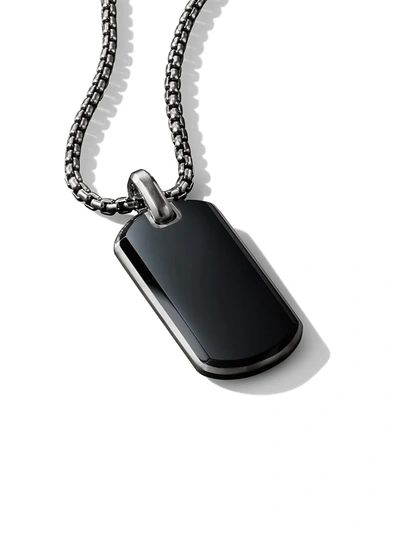 David Yurman Men's Sterling Silver &black Onyx Pendanttag Enhancer In Ssbbo