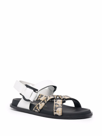 Ferragamo Open-toe Buckled Sandals In Weiss