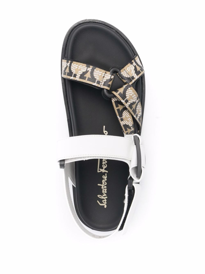 Ferragamo Open-toe Buckled Sandals In Weiss