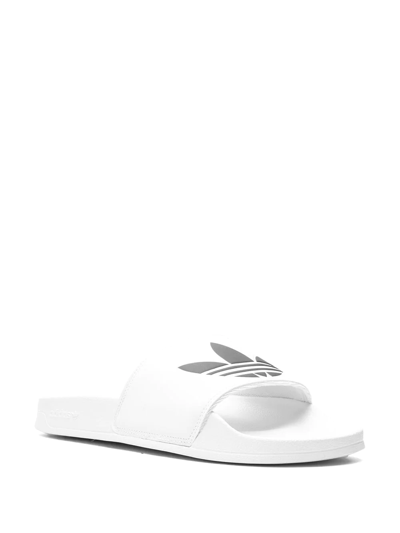 Adidas Originals White Adilette Lite Pool Slides In White