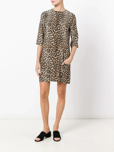 Equipment Aubrey Leopard-print Silk Mini Dress In Brown | ModeSens