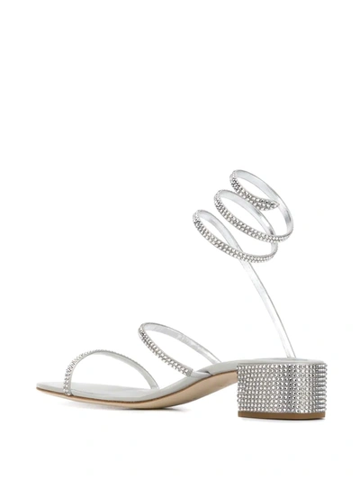 Shop René Caovilla Snake Embellished Sandals In Silver