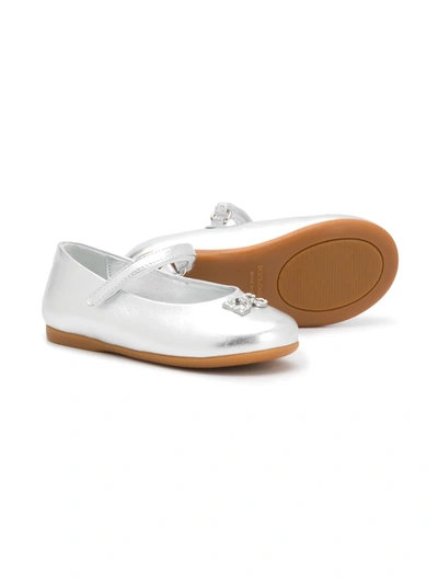 Shop Dolce & Gabbana Laminated Leather Ballerina Shoes In Silver