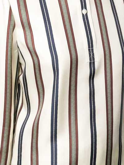 Shop Tory Burch Striped Silk Shirt In Neutrals