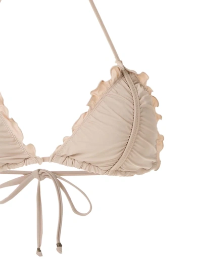 Amir Slama Scalloped Trim Bikini Set In Neutrals