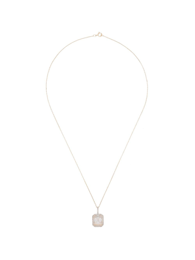 Shop Mateo Crystal Frame Initial Necklace In Yellow Gold