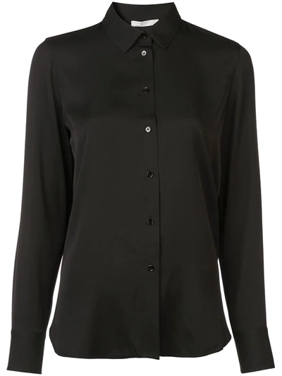 Shop Vince Classic Silk Shirt In Black