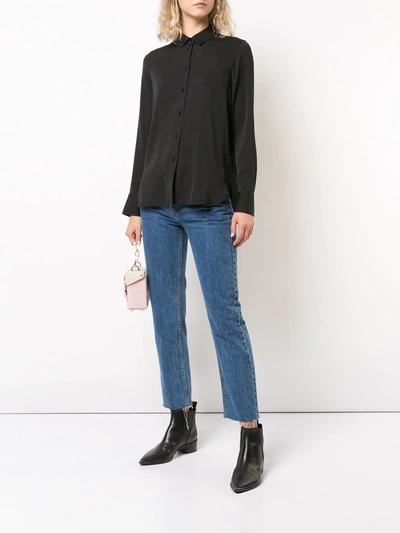 Shop Vince Classic Silk Shirt In Black