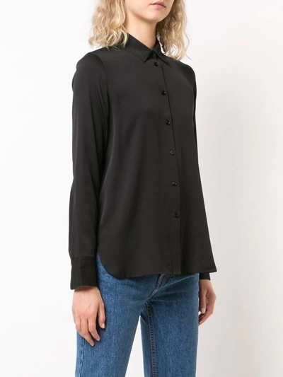 Shop Vince Classic Silk Shirt In Black