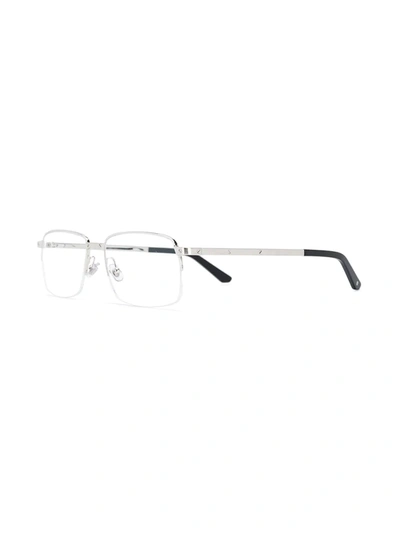 Shop Cartier Rectangle Frame Glasses In Silver