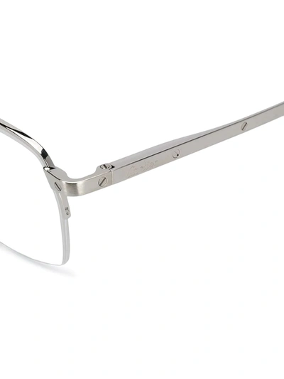 Shop Cartier Rectangle Frame Glasses In Silver