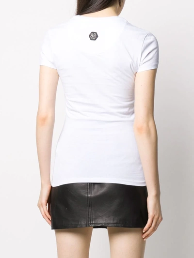 Shop Philipp Plein Crew Neck Crystal-embellished T-shirt In White